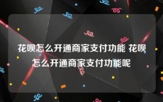 花呗怎么开通商家支付功能 花呗怎么开通商家支付功能呢