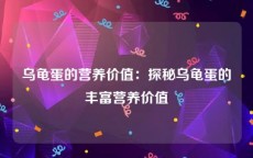 乌龟蛋的营养价值：探秘乌龟蛋的丰富营养价值