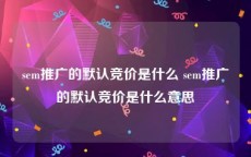 sem推广的默认竞价是什么 sem推广的默认竞价是什么意思