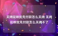 关闭花呗优先付款怎么关闭 关闭花呗优先付款怎么关闭不了