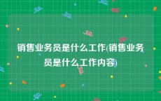 销售业务员是什么工作(销售业务员是什么工作内容)