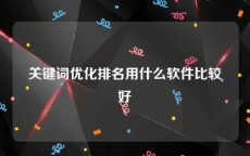 关键词优化排名用什么软件比较好