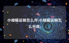 小规模证明怎么开(小规模证明怎么开具)