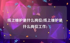 线上维护是什么岗位(线上维护是什么岗位工作)