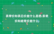 表单价和表总价是什么意思(表单价和底单价是什么)