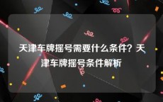 天津车牌摇号需要什么条件？天津车牌摇号条件解析