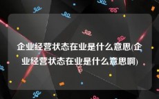 企业经营状态在业是什么意思(企业经营状态在业是什么意思啊)