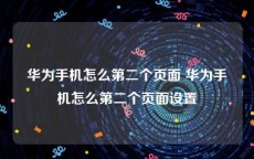 华为手机怎么第二个页面 华为手机怎么第二个页面设置