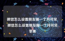 微信怎么设置朋友圈一个月可见 微信怎么设置朋友圈一个月可见苹果