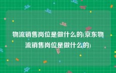 物流销售岗位是做什么的(京东物流销售岗位是做什么的)