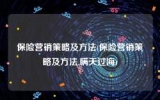 保险营销策略及方法(保险营销策略及方法,瞒天过海)