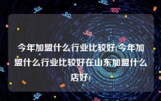 今年加盟什么行业比较好(今年加盟什么行业比较好在山东加盟什么店好)