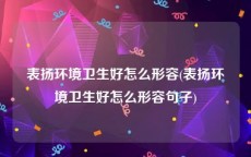 表扬环境卫生好怎么形容(表扬环境卫生好怎么形容句子)