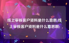 线上审核客户资料是什么意思(线上审核客户资料是什么意思啊)