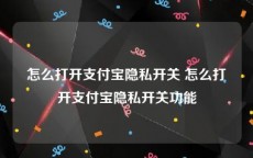 怎么打开支付宝隐私开关 怎么打开支付宝隐私开关功能