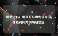 网站域名在哪里可以查到信息(怎样查询网站的域名信息)