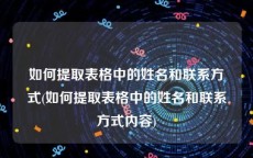 如何提取表格中的姓名和联系方式(如何提取表格中的姓名和联系方式内容)