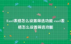 Excel表格怎么设置筛选功能 excel表格怎么设置筛选功能