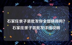 石家庄亲子装批发你全部晓得吗？石家庄亲子装批发详细说明