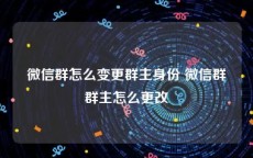 微信群怎么变更群主身份 微信群群主怎么更改