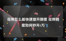 花呗怎么能快速提升额度 花呗额度如何秒升1万