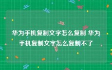 华为手机复制文字怎么复制 华为手机复制文字怎么复制不了