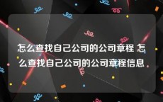 怎么查找自己公司的公司章程 怎么查找自己公司的公司章程信息