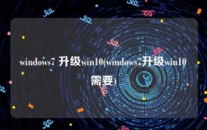 windows7 升级win10(windows7升级win10需要)