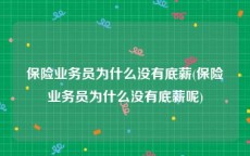 保险业务员为什么没有底薪(保险业务员为什么没有底薪呢)