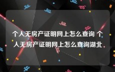 个人无房产证明网上怎么查询 个人无房产证明网上怎么查询湖北