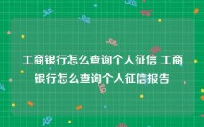 工商银行怎么查询个人征信 工商银行怎么查询个人征信报告