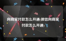 向商家付款怎么开通(微信向商家付款怎么开通)