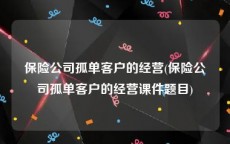 保险公司孤单客户的经营(保险公司孤单客户的经营课件题目)