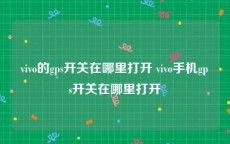 vivo的gps开关在哪里打开 vivo手机gps开关在哪里打开