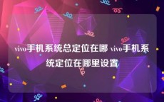 vivo手机系统总定位在哪 vivo手机系统定位在哪里设置