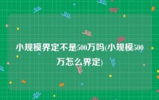 小规模界定不是500万吗(小规模500万怎么界定)