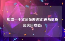 加盟一手货源在哪进货(微商拿货源实用攻略)