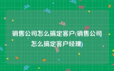 销售公司怎么搞定客户(销售公司怎么搞定客户经理)