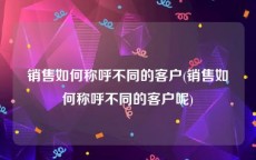 销售如何称呼不同的客户(销售如何称呼不同的客户呢)