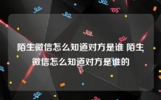 陌生微信怎么知道对方是谁 陌生微信怎么知道对方是谁的