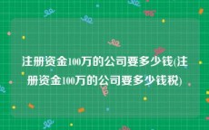 注册资金100万的公司要多少钱(注册资金100万的公司要多少钱税)