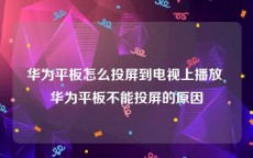 华为平板怎么投屏到电视上播放 华为平板不能投屏的原因