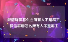 微信群聊怎么@所有人不是群主 微信群聊怎么所有人不是群主