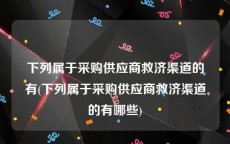 下列属于采购供应商救济渠道的有(下列属于采购供应商救济渠道的有哪些)