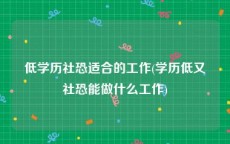 低学历社恐适合的工作(学历低又社恐能做什么工作)