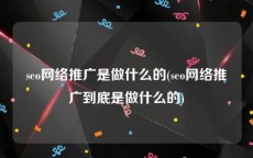 seo网络推广是做什么的(seo网络推广到底是做什么的)