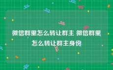 微信群里怎么转让群主 微信群里怎么转让群主身份