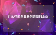 什么样的创业是创造新的企业