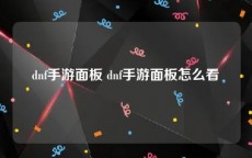 dnf手游面板 dnf手游面板怎么看