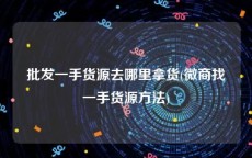 批发一手货源去哪里拿货(微商找一手货源方法)